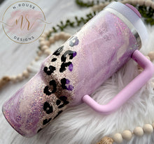 Load image into Gallery viewer, 40 oz Custom Stanley Purple Leopard Marble Swirl