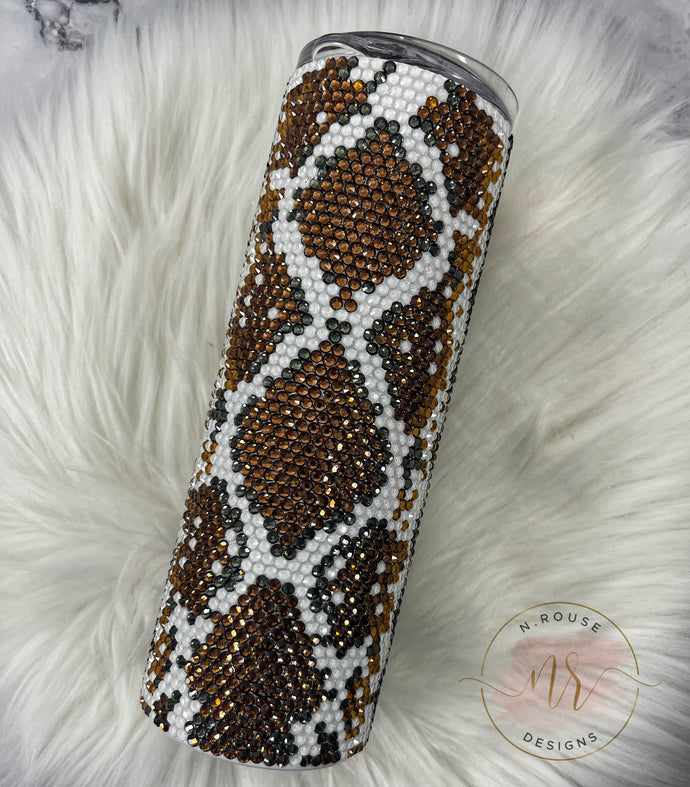 Snake Skin 20 oz Glass Rhinestone Tumbler